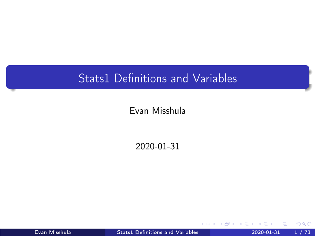 Stats1 Definitions and Variables