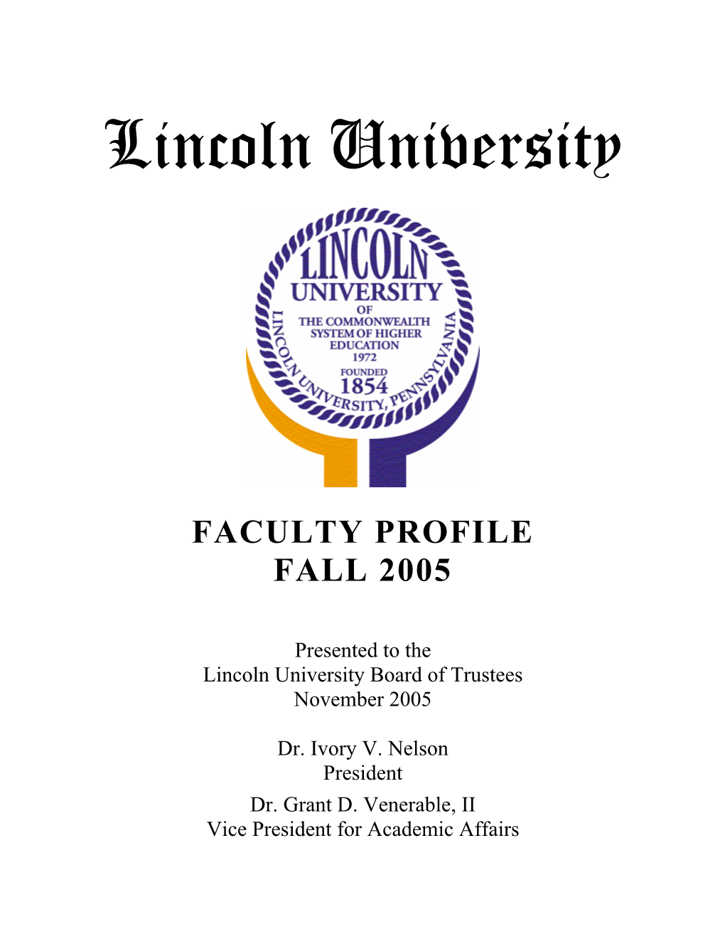 Profile of Lincoln University Faculty