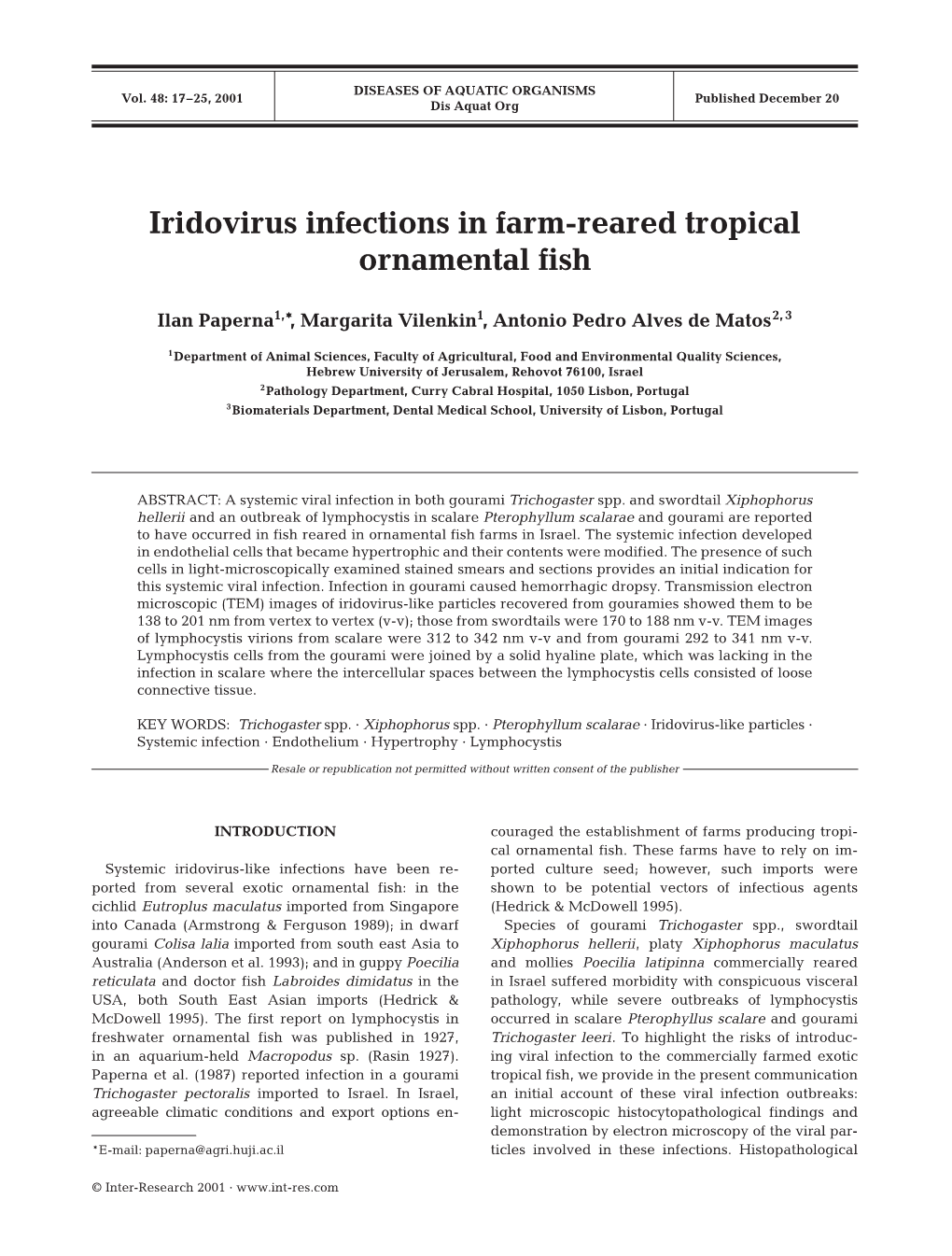 Iridovirus Infections in Farm-Reared Tropical Ornamental Fish