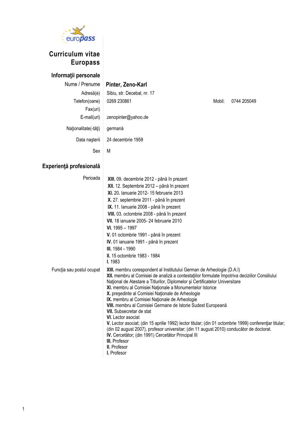 Curriculum Vitae Europass