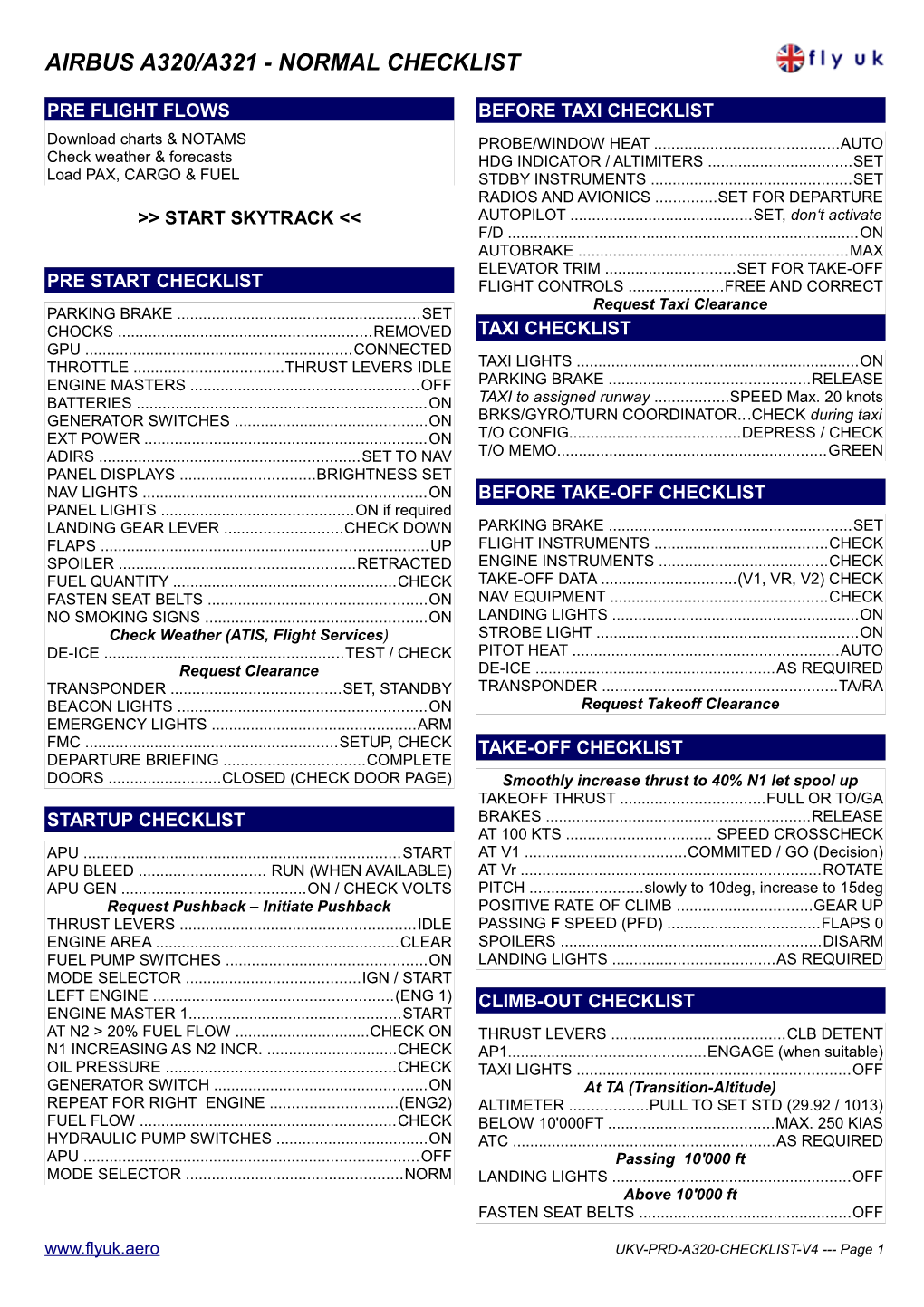 Airbus A320/A321 - Normal Checklist
