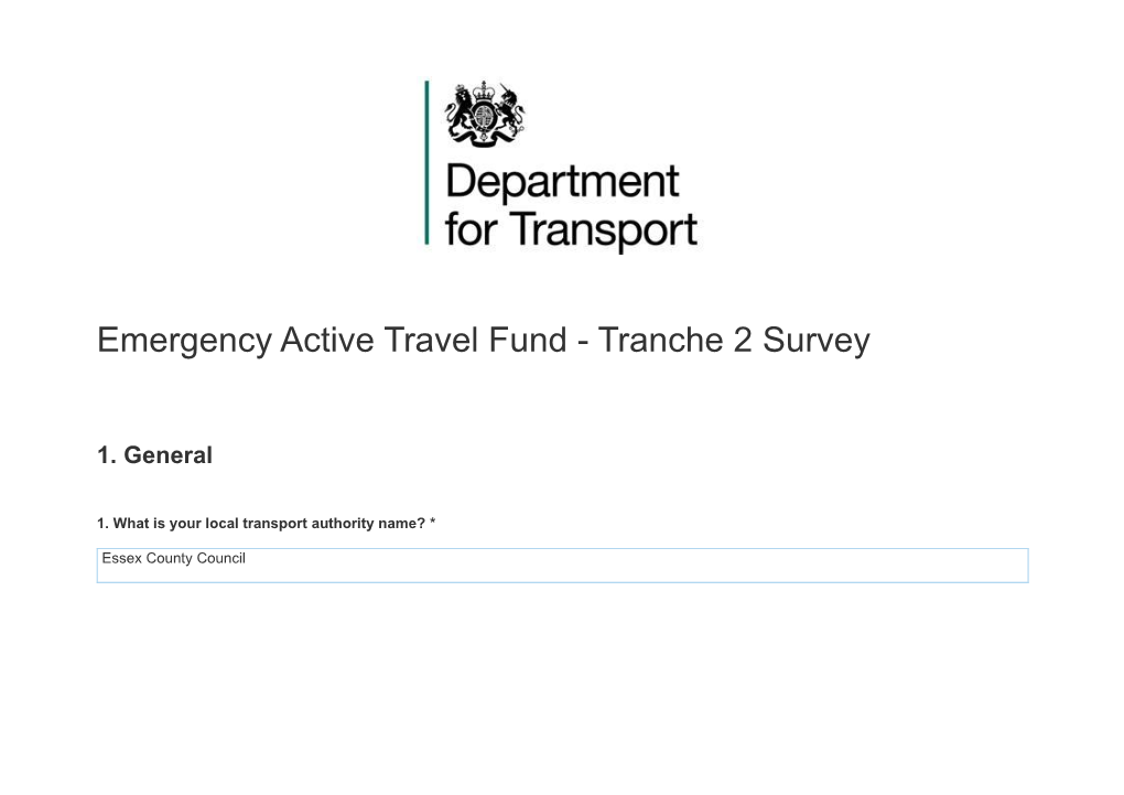 Emergency Active Travel Fund - Tranche 2 Survey