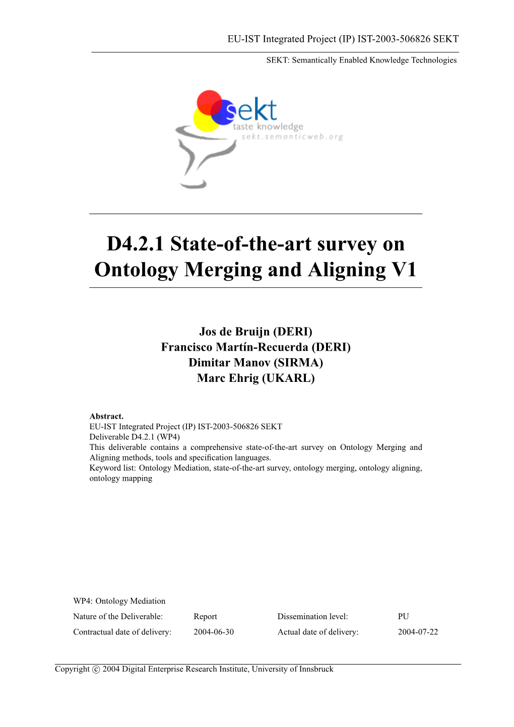 D4.2.1 State-Of-The-Art Survey on Ontology Merging and Aligning V1