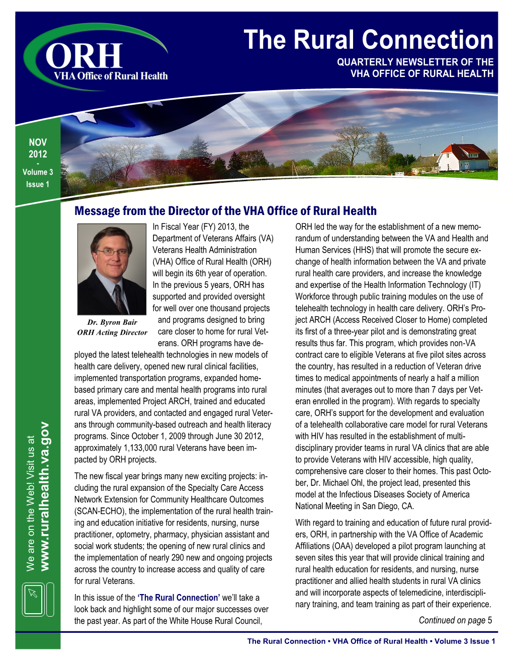 The Rural Connection QUARTERLY NEWSLETTER of the VHA OFFICE of RURAL HEALTH