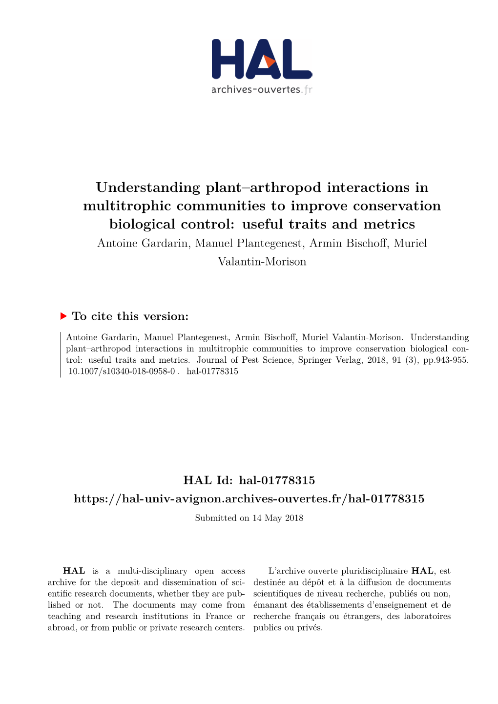 Understanding Plant–Arthropod Interactions in Multitrophic