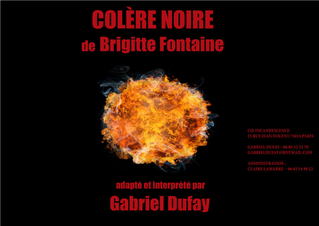 COLÈRE NOIRE De Brigitte Fontaine