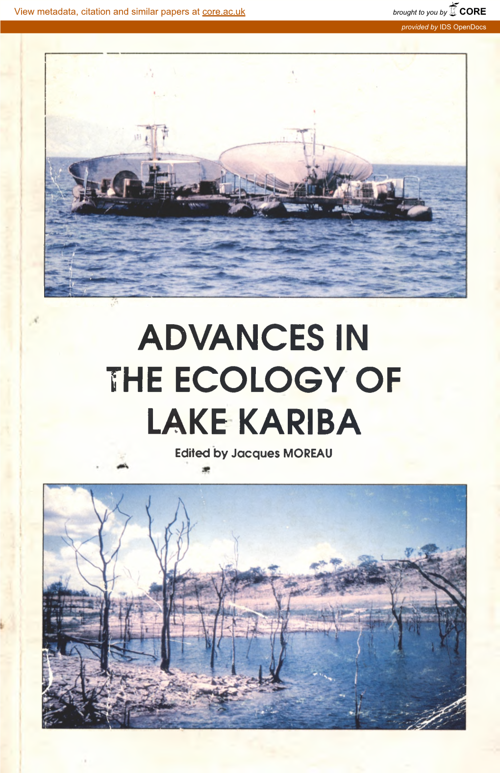 ADVANCES in the ECOLOGY of LAKE KARIBA Edited by Jacques MOREAU AH Rights Reserved