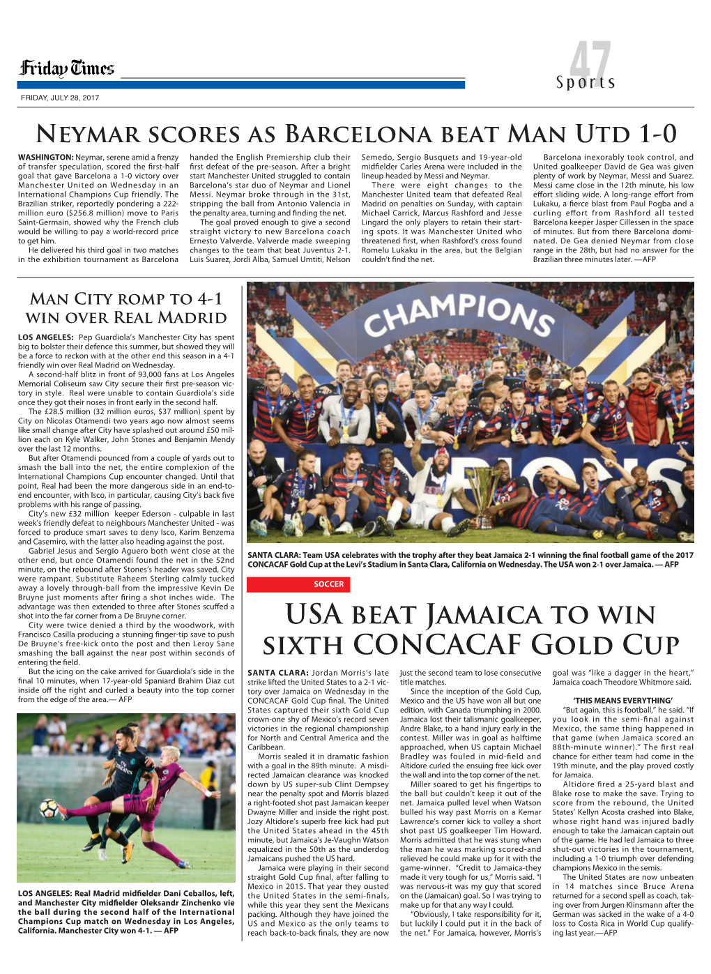 USA Beat Jamaica to Win Sixth CONCACAF Gold