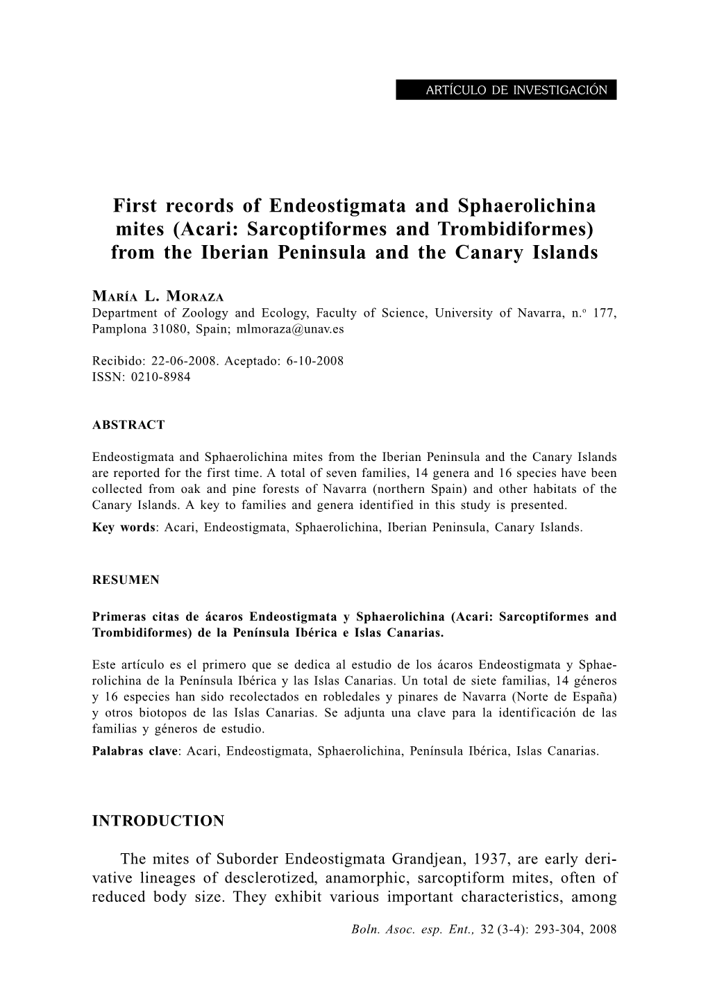 First Records of Endeostigmata and Sphaerolichina Mites (Acari: Sarcoptiformes and Trombidiformes) from the Iberian Peninsula and the Canary Islands