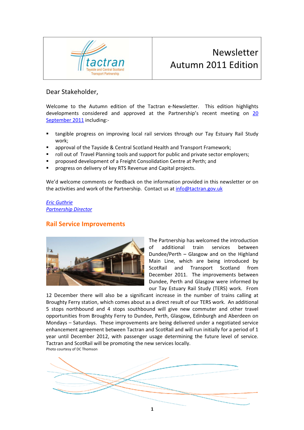 Newsletter Autumn 2011 Edition