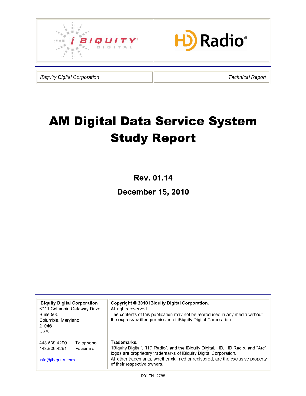 AM Digital Data Service System Study Report