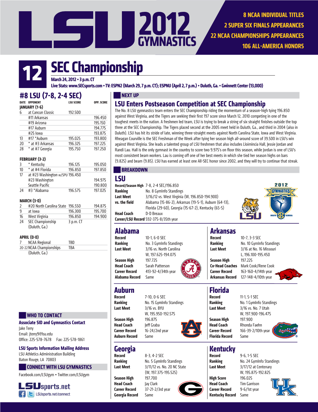 SEC Championship 12 March 24, 2012 • 3 P.M