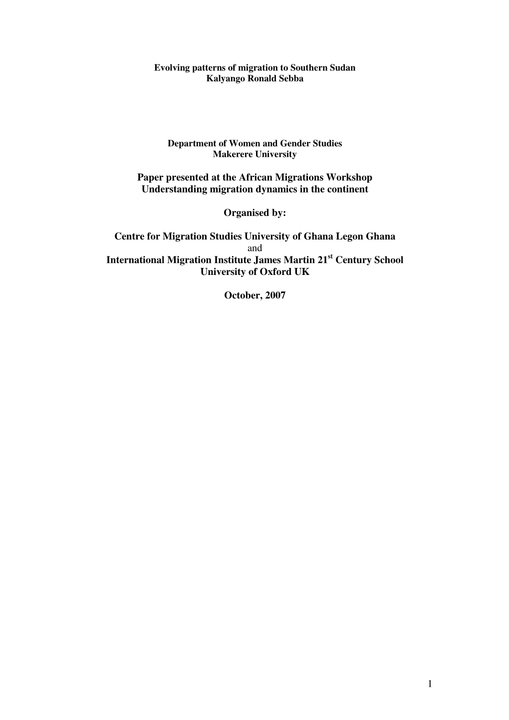 Centre for Migration Studies University of Ghana Legon Ghana and International Migration Institute James Martin 21St Century School University of Oxford UK