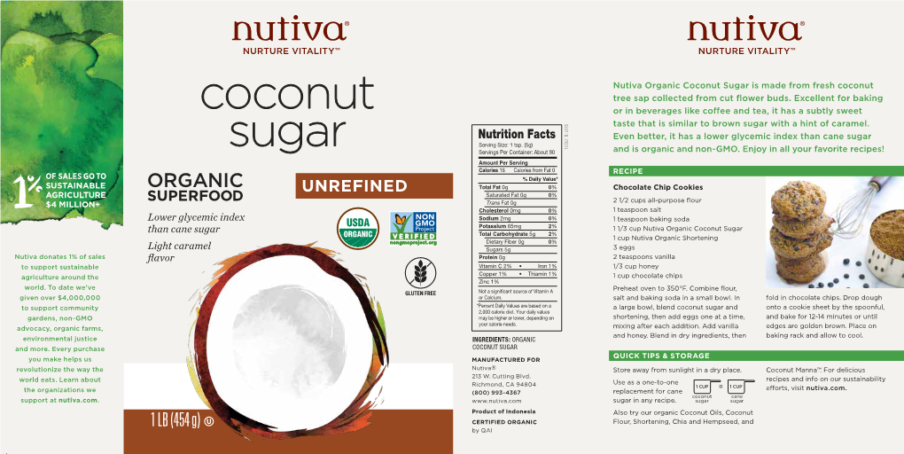 Coconut Sugar Is Made from Fresh Coconut Tree Sap Collected from Cut ﬂower Buds