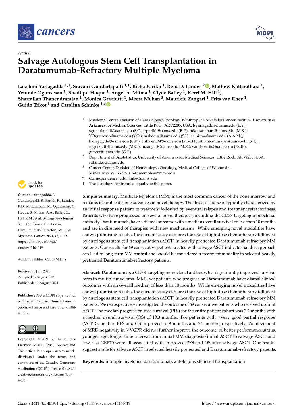 Salvage Autologous Stem Cell Transplantation in Daratumumab-Refractory Multiple Myeloma