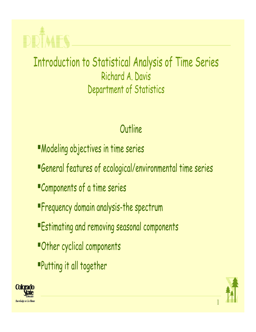 Introduction to Statistical Analysis of Time Series Richard A
