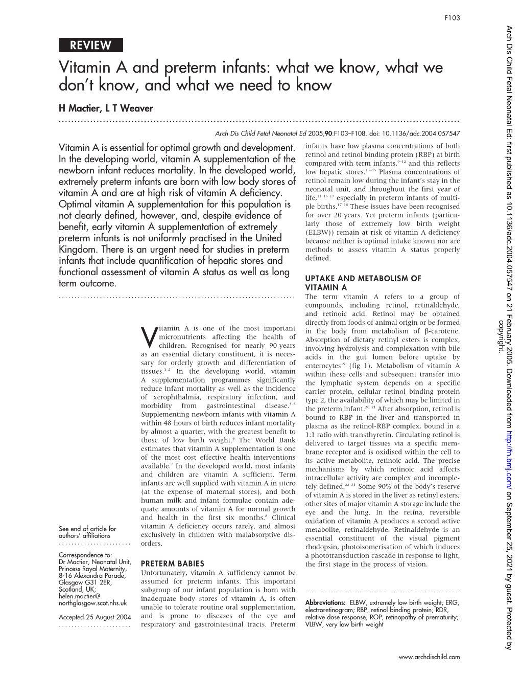 Vitamin a and Preterm Infants: What We Know, What We Don’T Know, and What We Need to Know