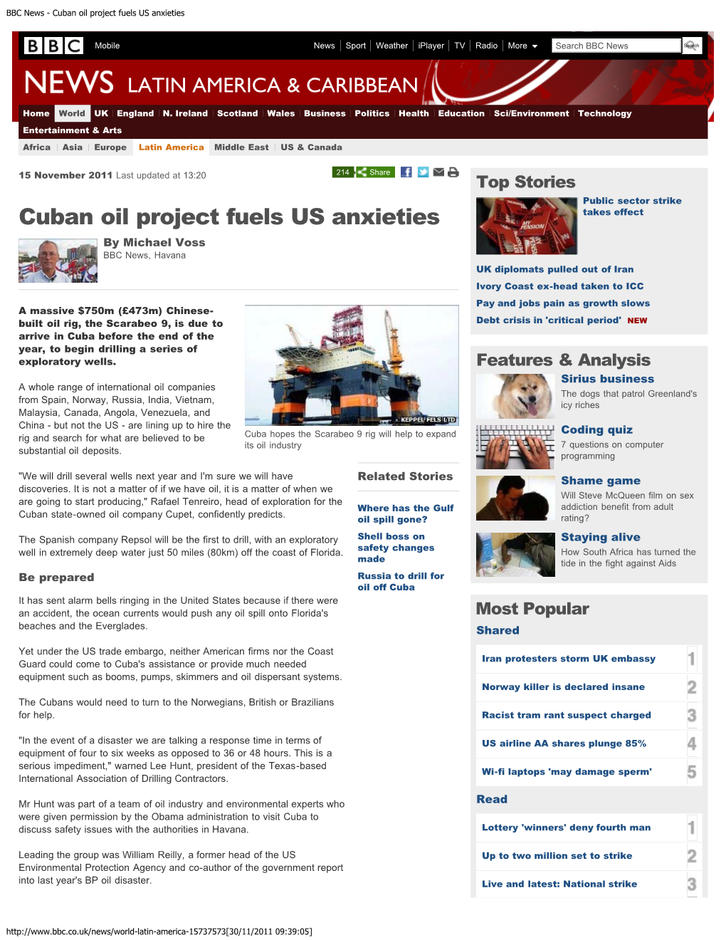 Cuban Oil Project Fuels US Anxieties
