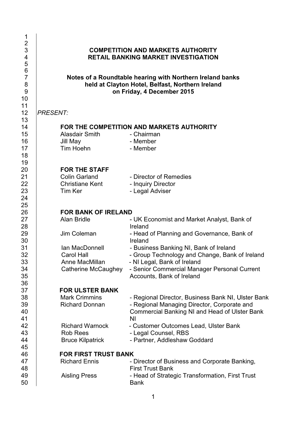 Transcript of Roundtable Hearing with NI Banks on 4 December 2015