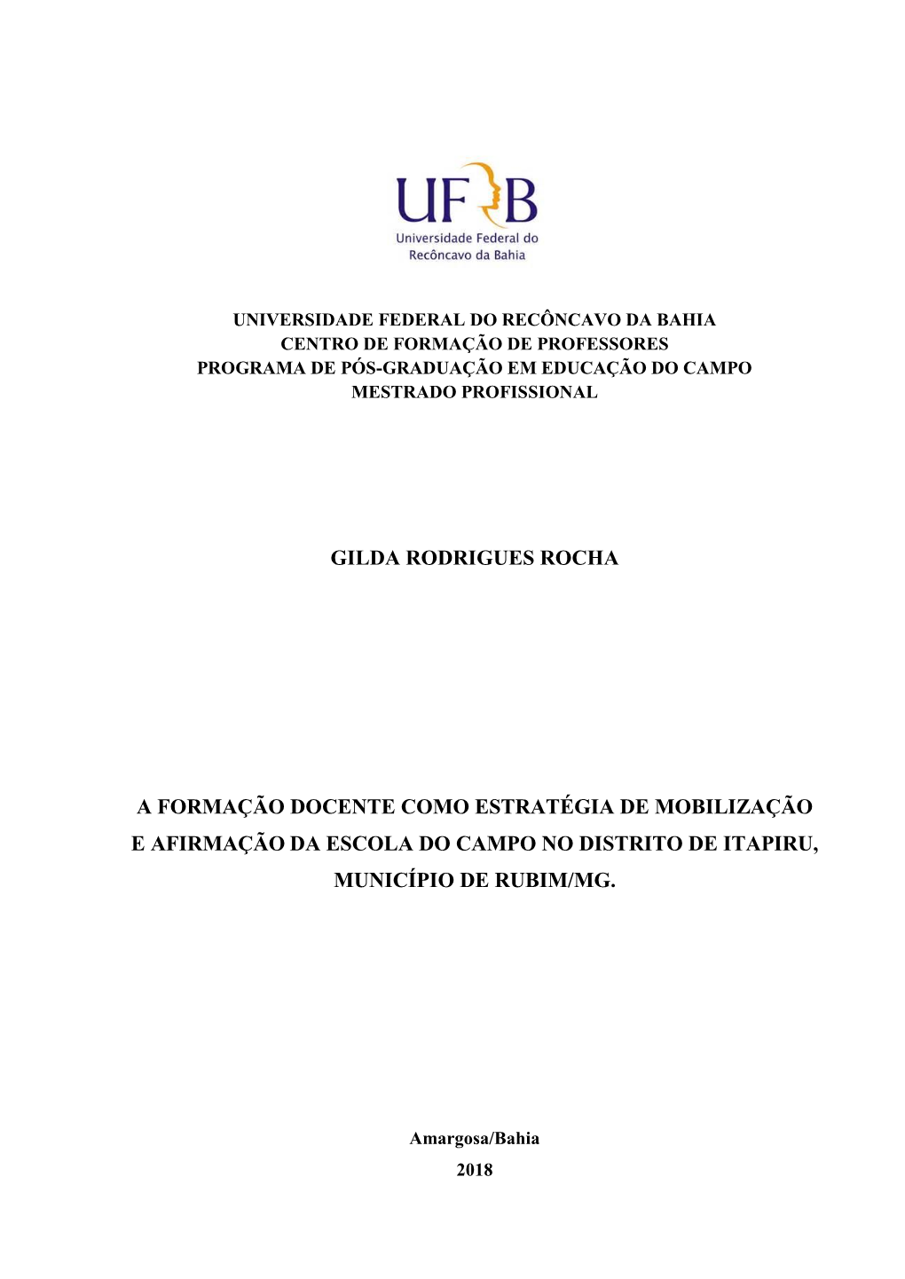 Gilda Rodrigues Rocha a Formação Docente