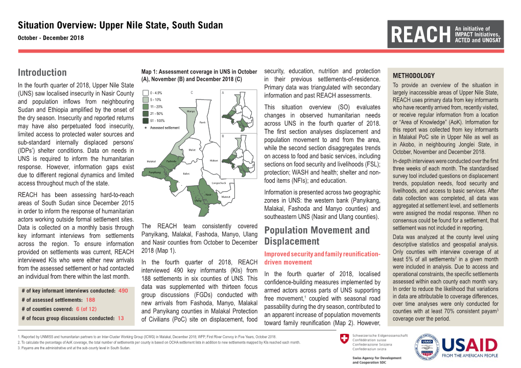 Upper Nile State, South Sudan October - December 2018