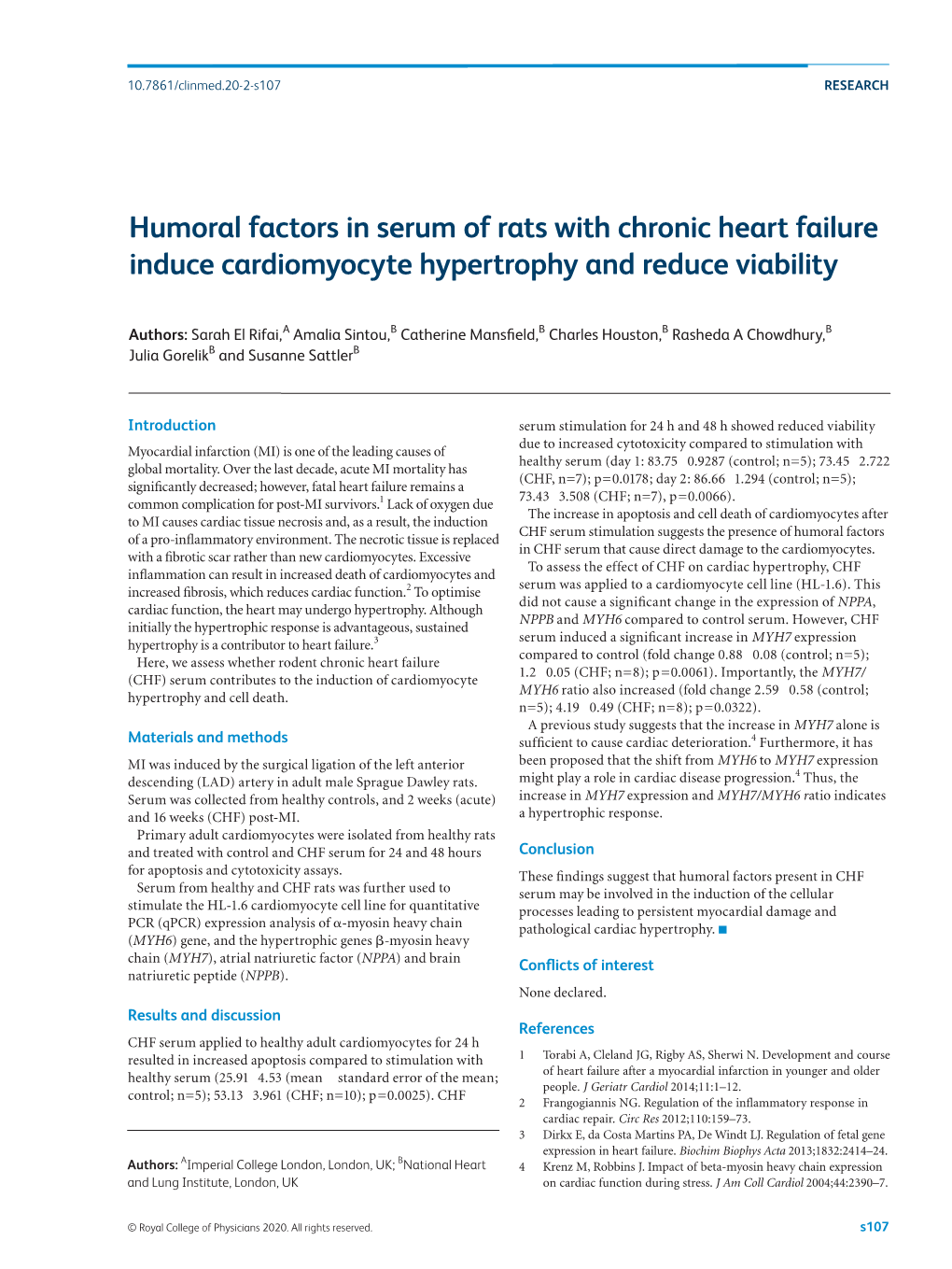 Humoral Factors in Serum of Rats with Chronic Heart Failure Induce Cardiomyocyte Hypertrophy and Reduce Viability