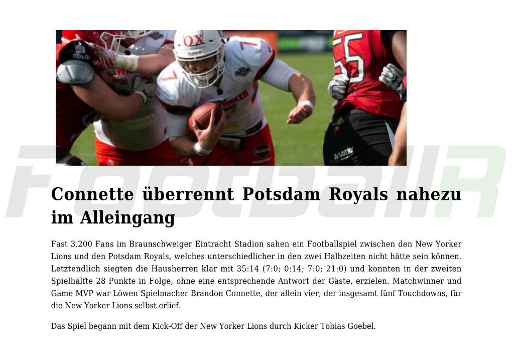 Connette Überrennt Potsdam Royals Nahezu Im Alleingang,Jan