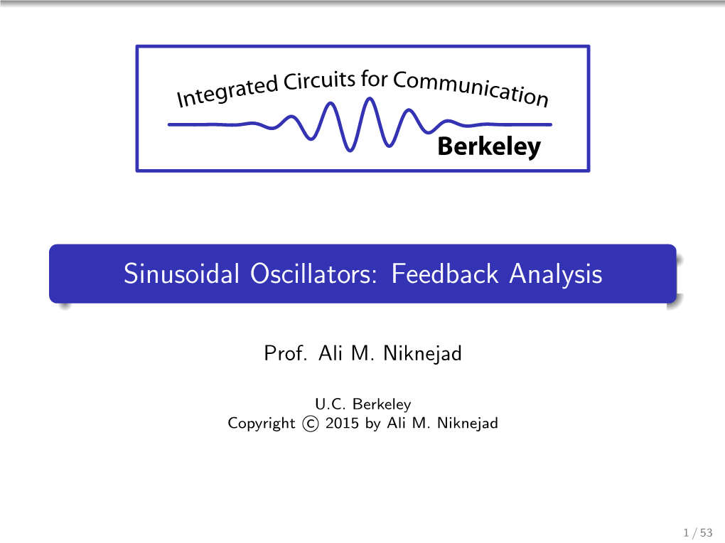 Sinusoidal Oscillators: Feedback Analysis