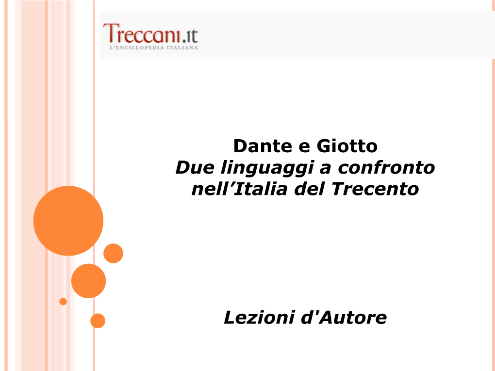 Dante E Giotto Due Linguaggi a Confronto Nell’Italia Del Trecento