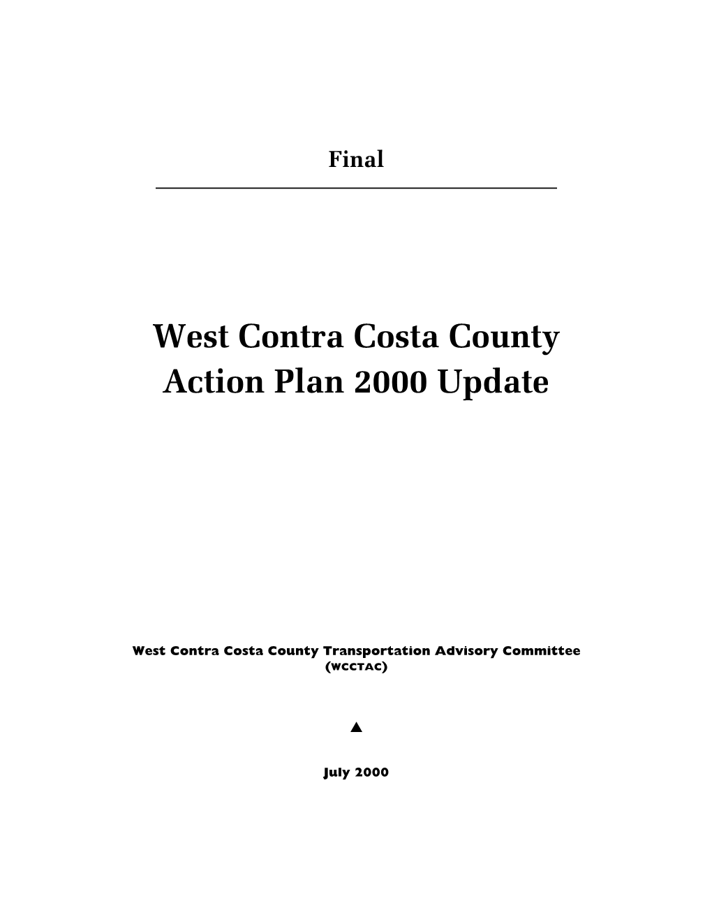 West Contra Costa County Action Plan 2000 Update