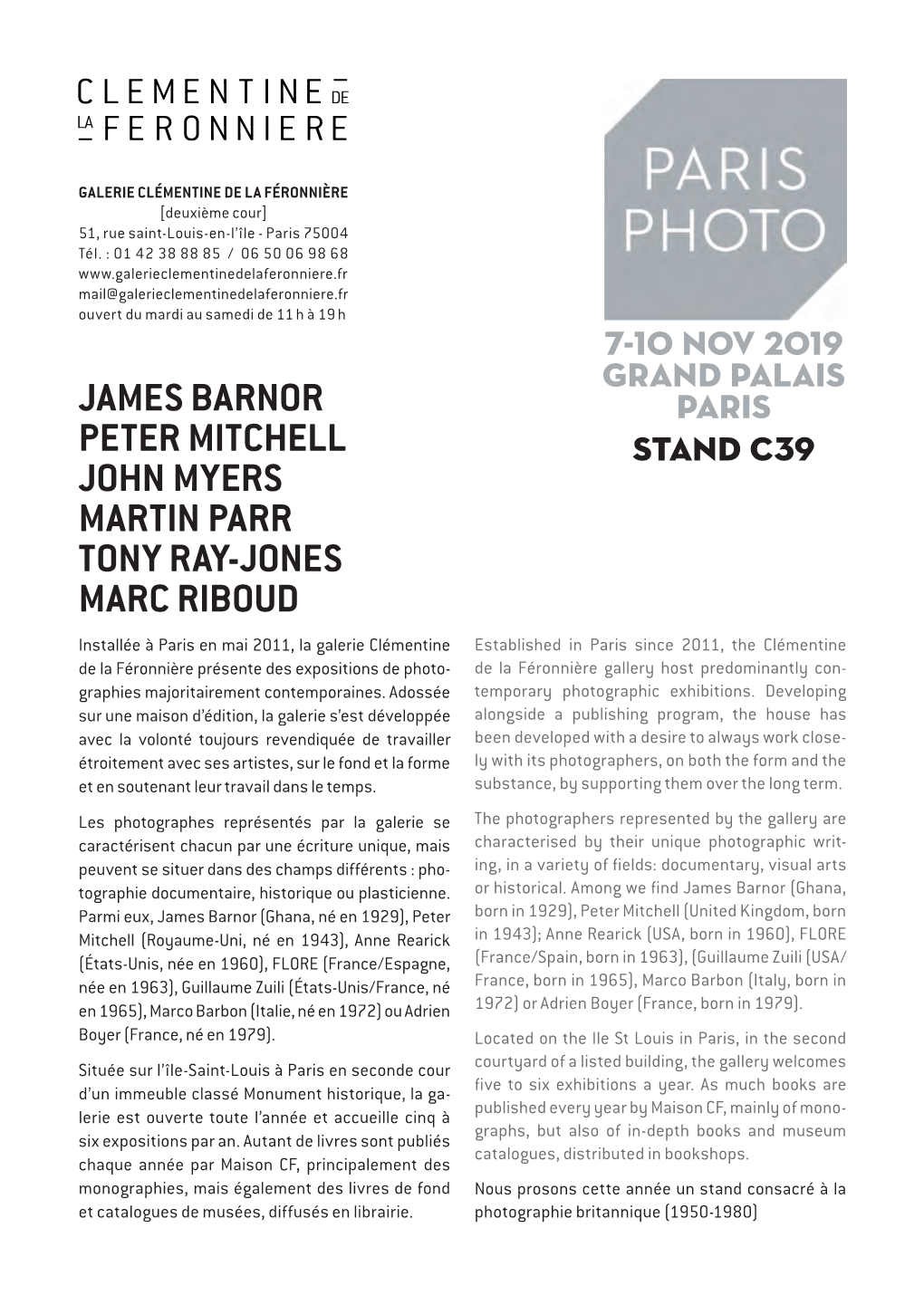 James Barnor Peter Mitchell John Myers Martin Parr