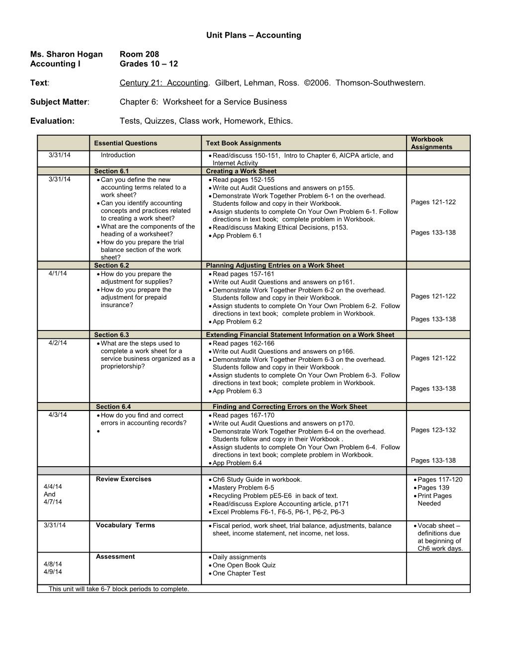 Daily Lesson Plans for Week of : Sept