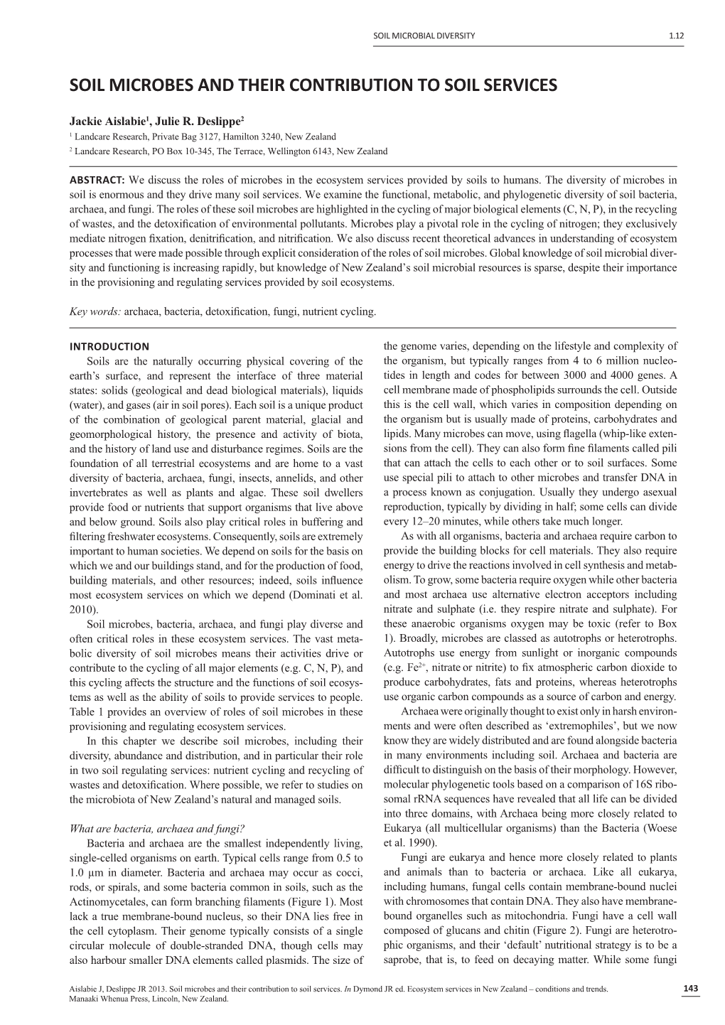 Soil Microbes and Their Contribution to Soil Services