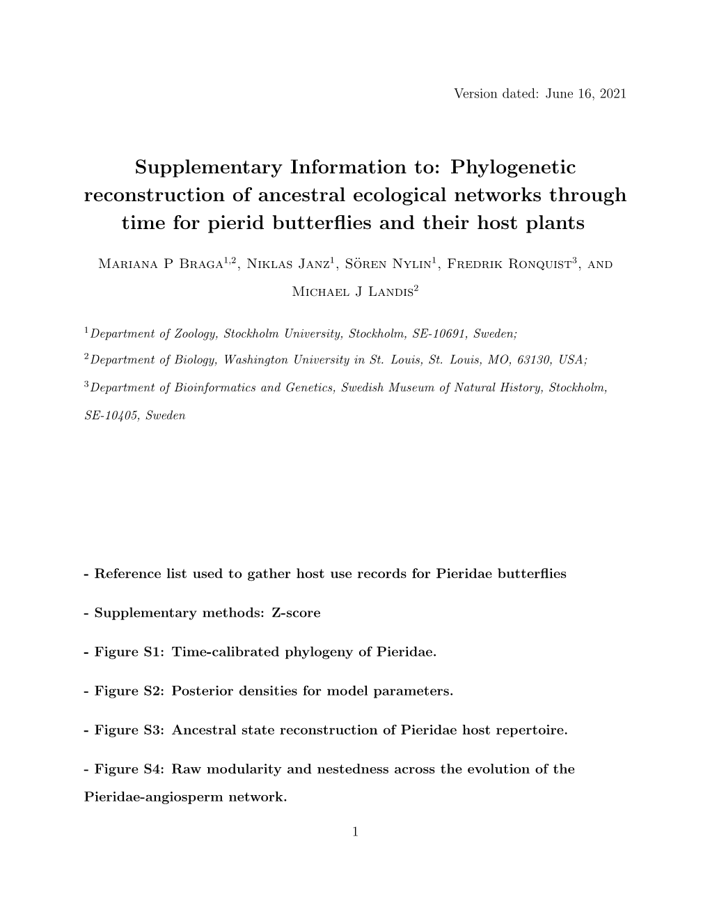 Phylogenetic Reconstruction of Ancestral Ecological Networks Through Time for Pierid Butterflies A