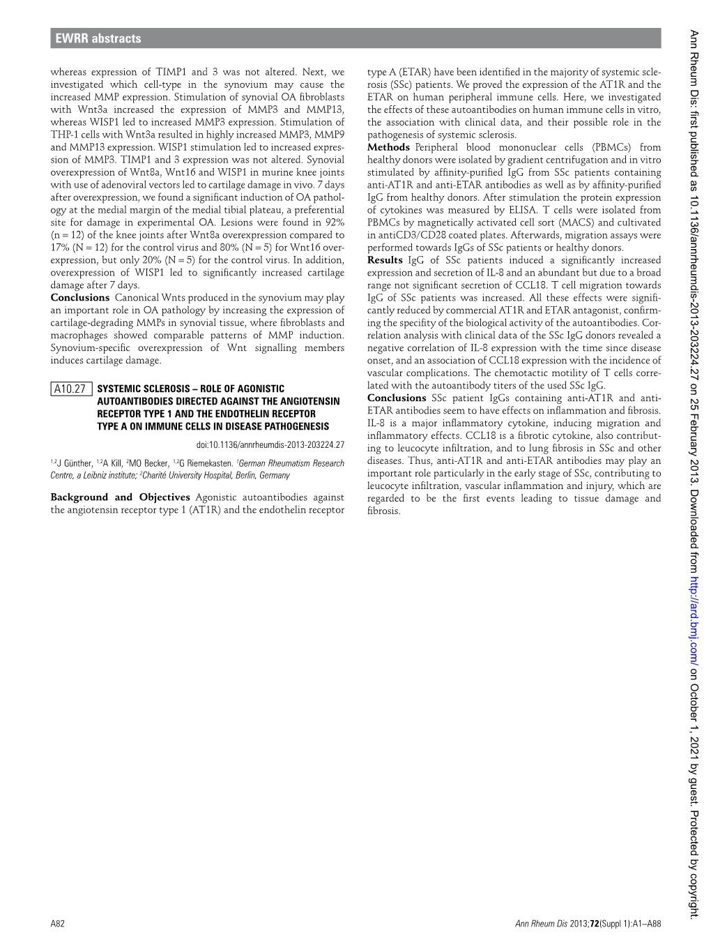 EWRR Abstracts Whereas Expression of TIMP1 and 3 Was Not Altered