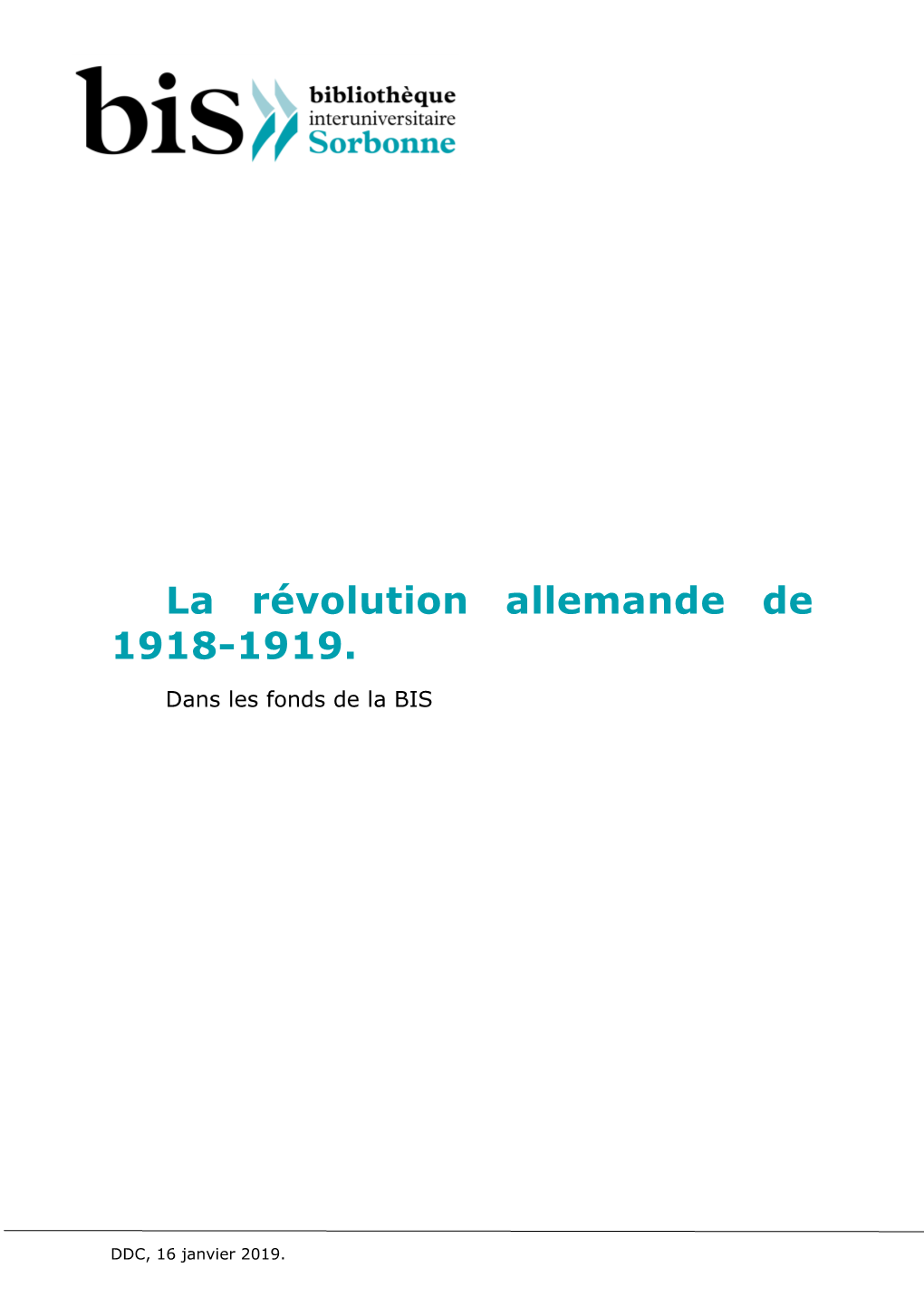 La Révolution Allemande De 1918-1919