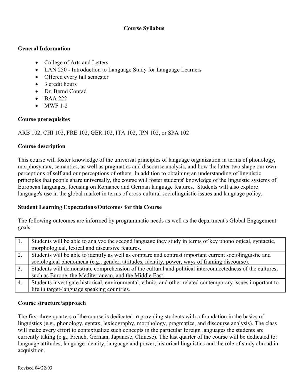 Proposal for New Course