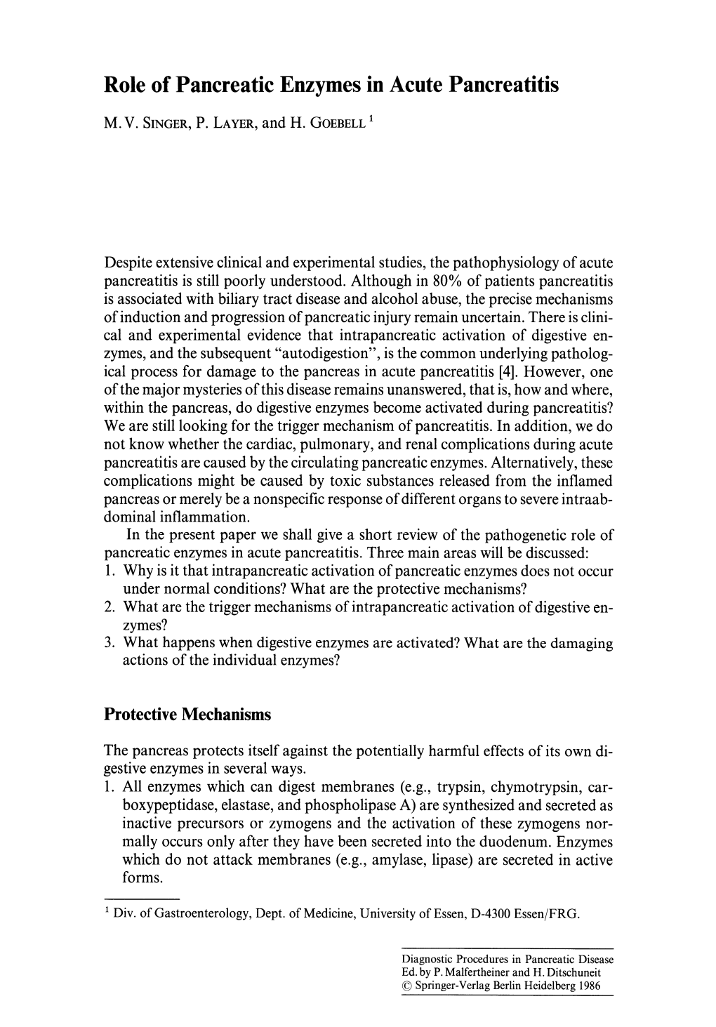 Role of Pancreatic Enzymes in Acute Pancreatitis