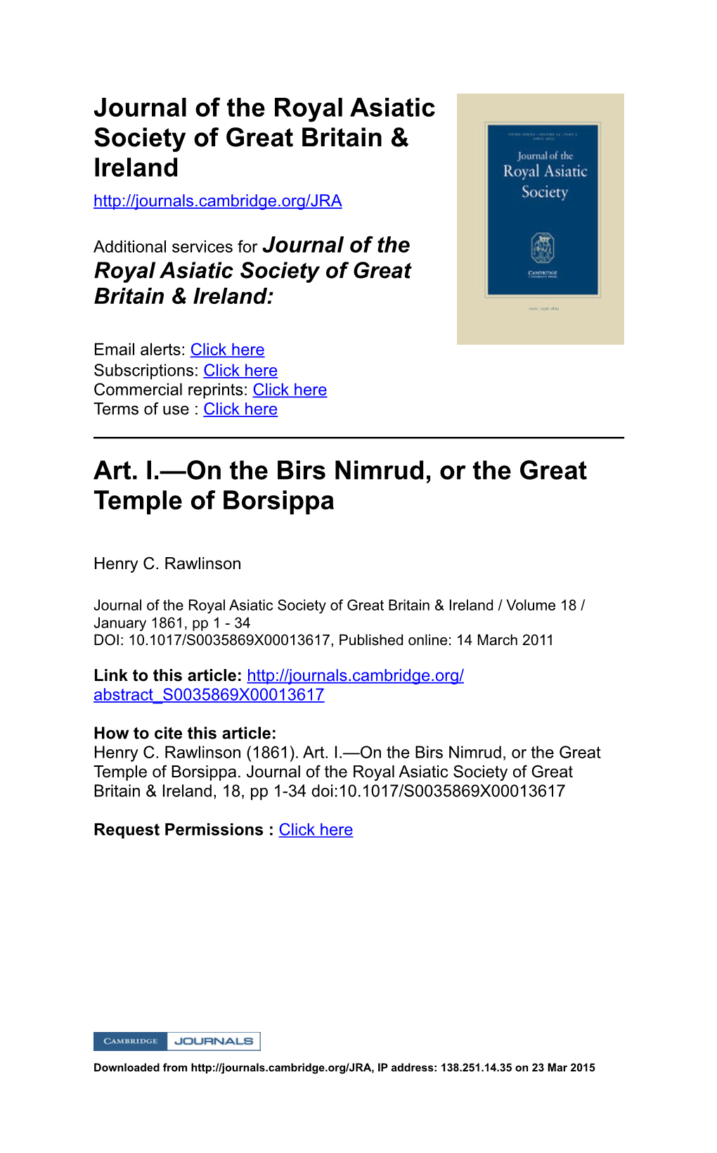 Journal of the Royal Asiatic Society of Great Britain & Ireland Art. I.—On