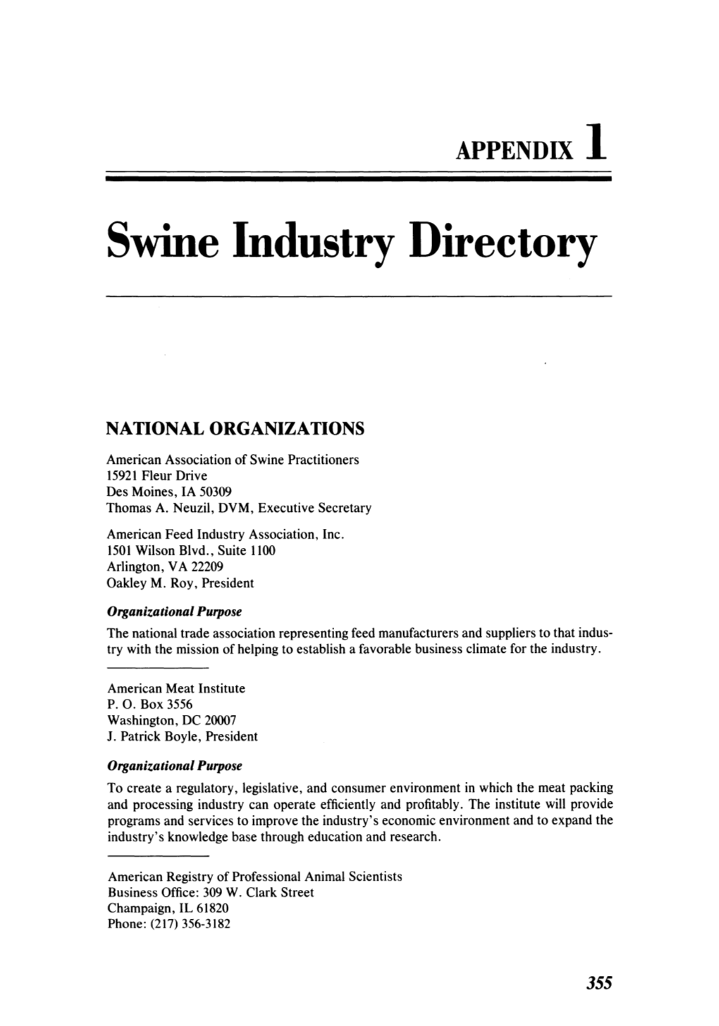 Swine Industry Directory