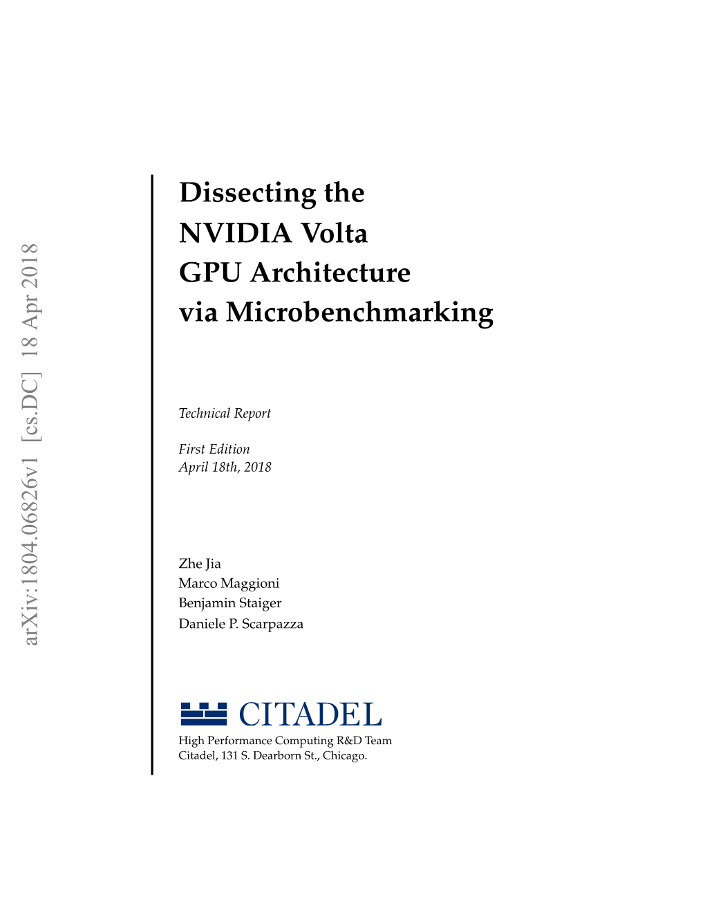 Dissecting the NVIDIA Volta GPU Architecture Via Microbenchmarking