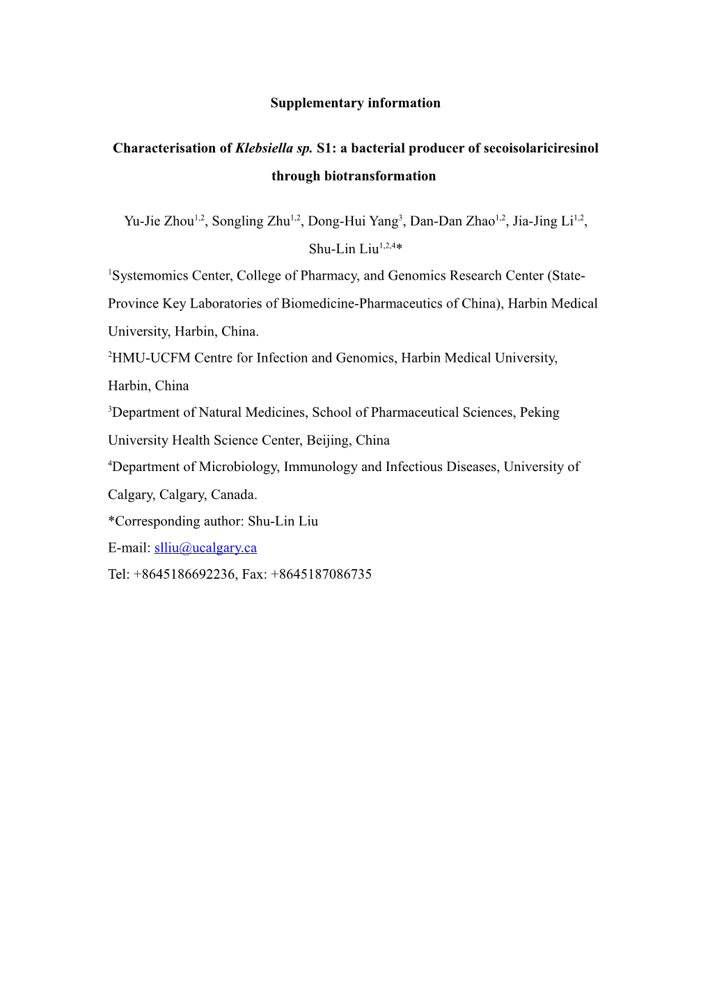 Characterisation of Klebsiella Sp. S1: a Bacterial Producer of Secoisolariciresinol Through