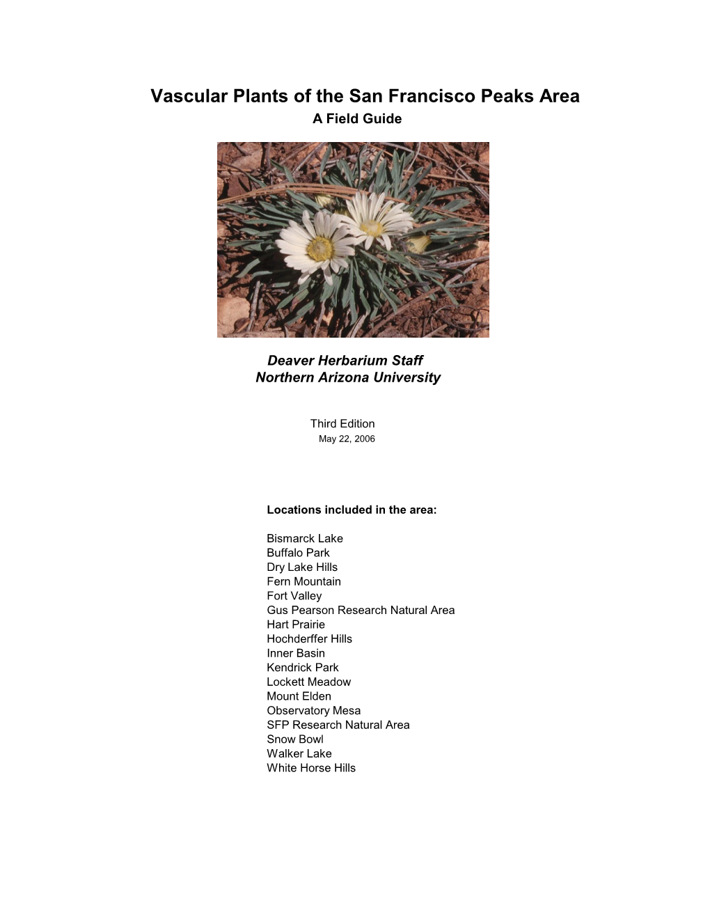 Vascular Plants of the San Francisco Peaks Area a Field Guide