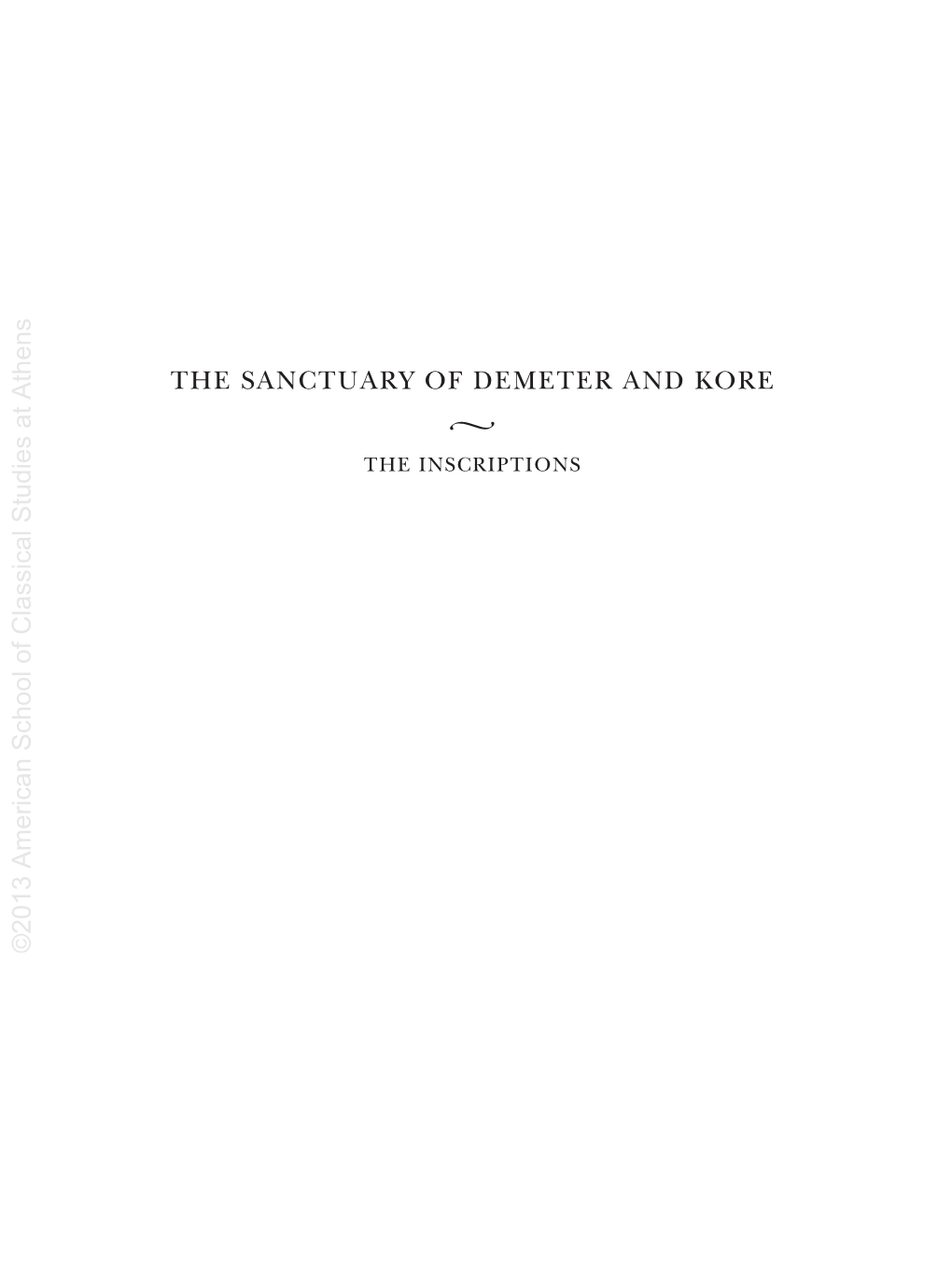 SAMPLE: the Sanctuary of Demeter and Kore: the Inscriptions