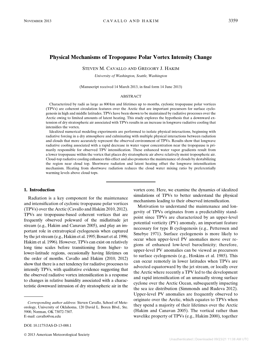 Physical Mechanisms of Tropopause Polar Vortex Intensity Change