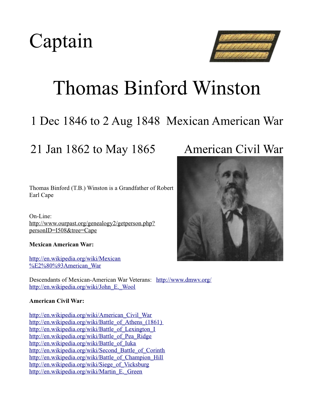 Captain Thomas Binford Winston