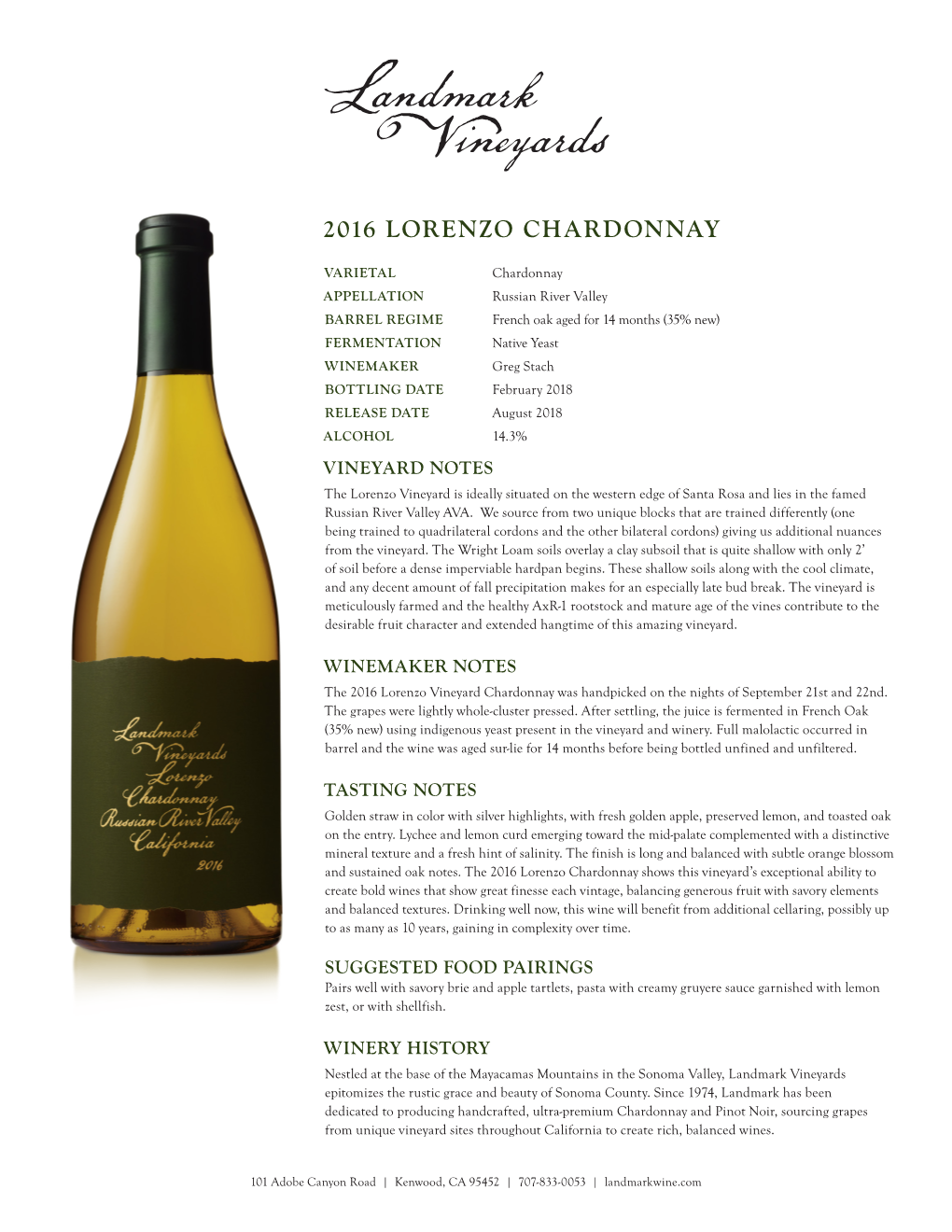 2016 Lorenzo Chardonnay