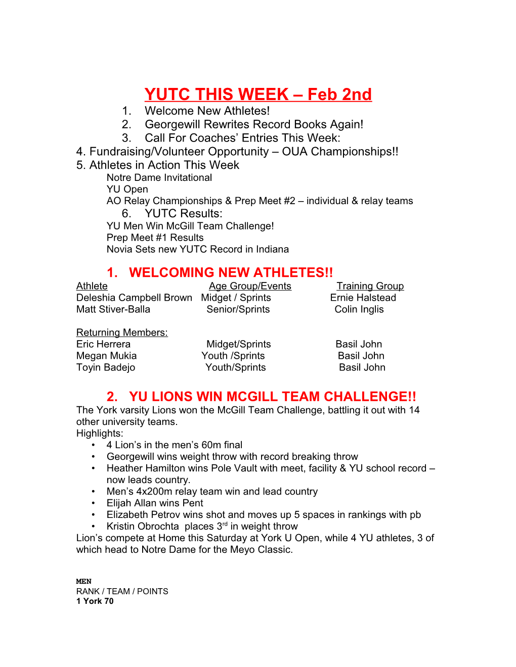 YUTC THIS WEEK Feb 2Nd