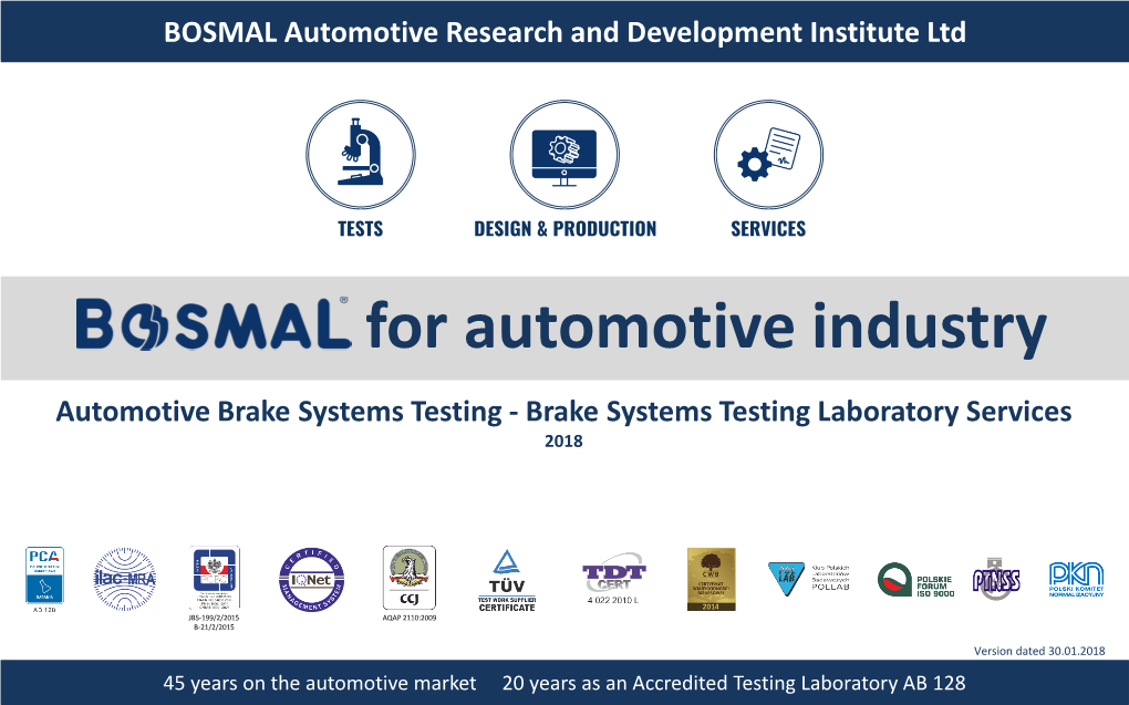 Testing of Brake Discs, Drums, Pads and Shoes Including Approval Acc