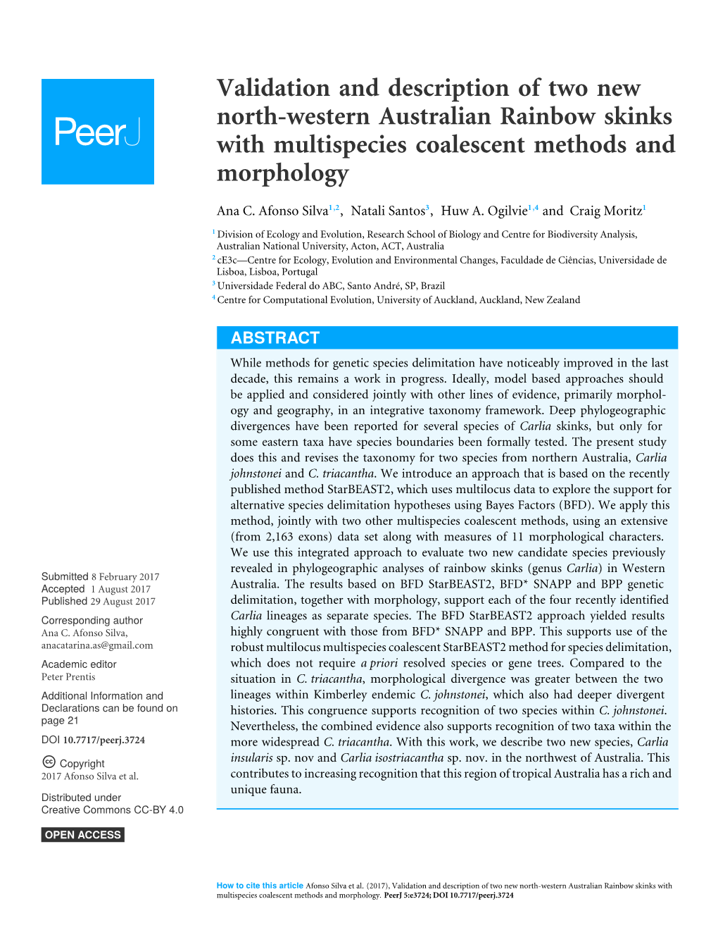 Validation and Description of Two New North-Western Australian Rainbow Skinks with Multispecies Coalescent Methods and Morphology